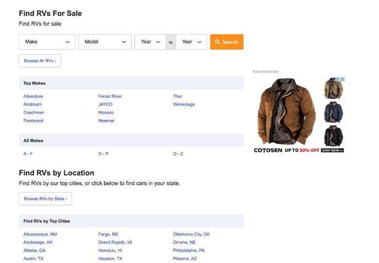 Autotrader Rvs for Sale desktop screenshot