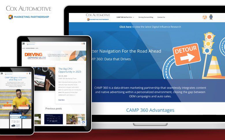 Cox Automotive Camp 360 homepage featured devices screenshots