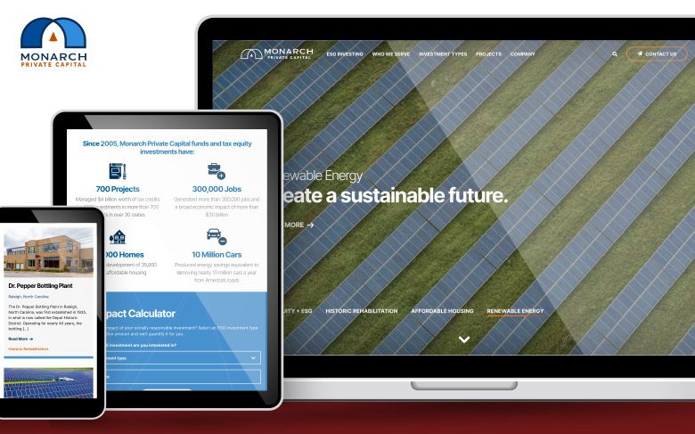 Monarch Capital homepage featured devices screenshots