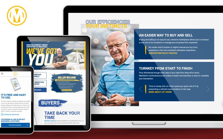 Manheim B2B homepage featured devices screenshots