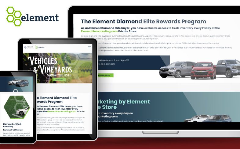 Element at Manheim homepage featured devices screenshots