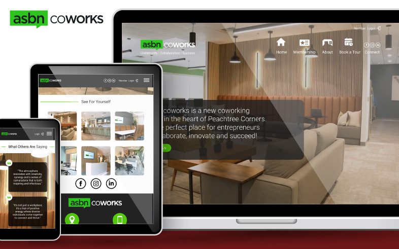 ASBN Coworks homepage featured devices screenshots
