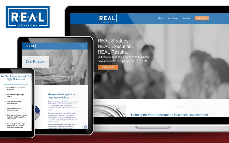 Real Advisory homepage featured devices screenshots